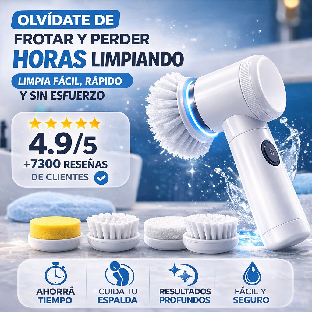 Cepillo Eléctrico Giratorio 5 en 1                  Limpieza Profunda sin esfuerzo